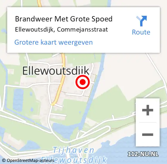 Locatie op kaart van de 112 melding: Brandweer Met Grote Spoed Naar Ellewoutsdijk, Commejansstraat op 21 februari 2018 10:01