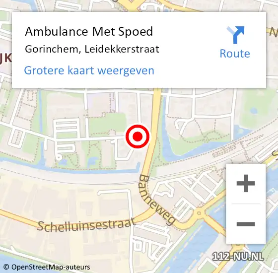 Locatie op kaart van de 112 melding: Ambulance Met Spoed Naar Gorinchem, Leidekkerstraat op 21 februari 2018 10:11