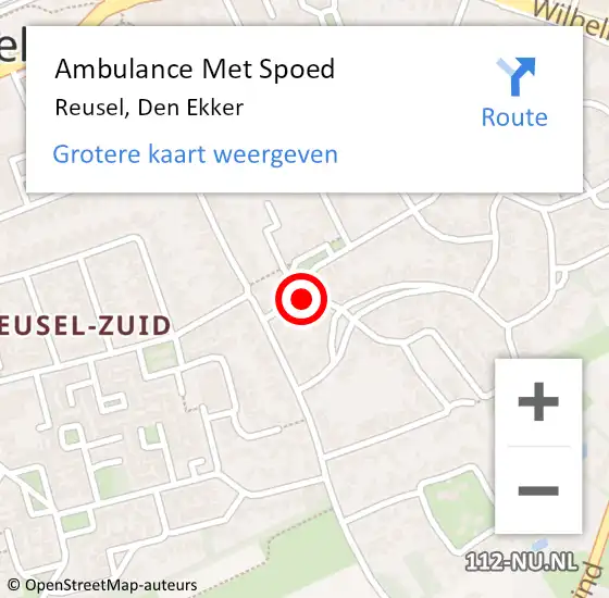 Locatie op kaart van de 112 melding: Ambulance Met Spoed Naar Reusel, Den Ekker op 21 februari 2018 10:32