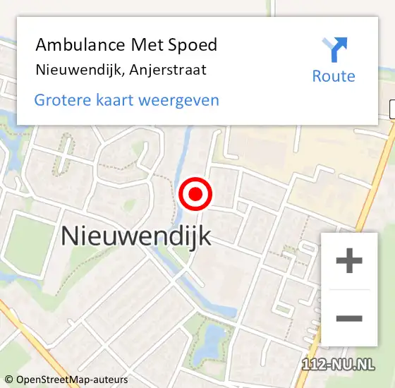 Locatie op kaart van de 112 melding: Ambulance Met Spoed Naar Nieuwendijk, Anjerstraat op 21 februari 2018 11:40