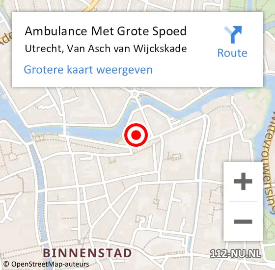 Locatie op kaart van de 112 melding: Ambulance Met Grote Spoed Naar Utrecht, Van Asch van Wijckskade op 21 februari 2018 11:48