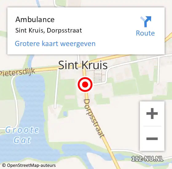 Locatie op kaart van de 112 melding: Ambulance Sint Kruis, Dorpsstraat op 21 februari 2018 12:17