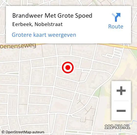 Locatie op kaart van de 112 melding: Brandweer Met Grote Spoed Naar Eerbeek, Nobelstraat op 21 februari 2018 12:18