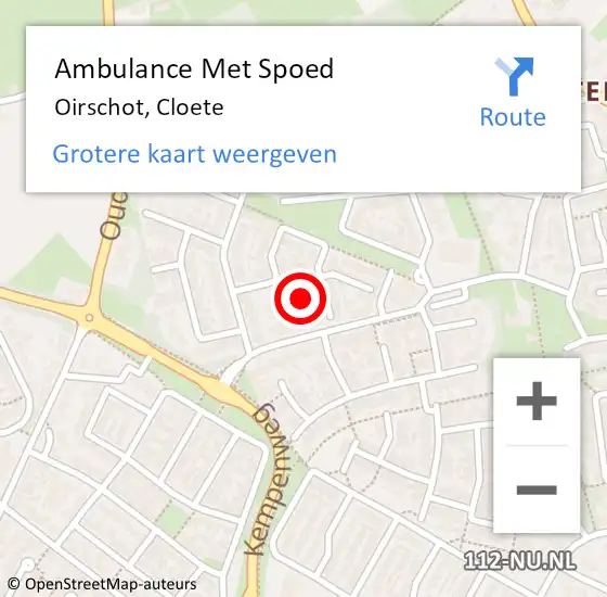 Locatie op kaart van de 112 melding: Ambulance Met Spoed Naar Oirschot, Cloete op 21 februari 2018 12:38