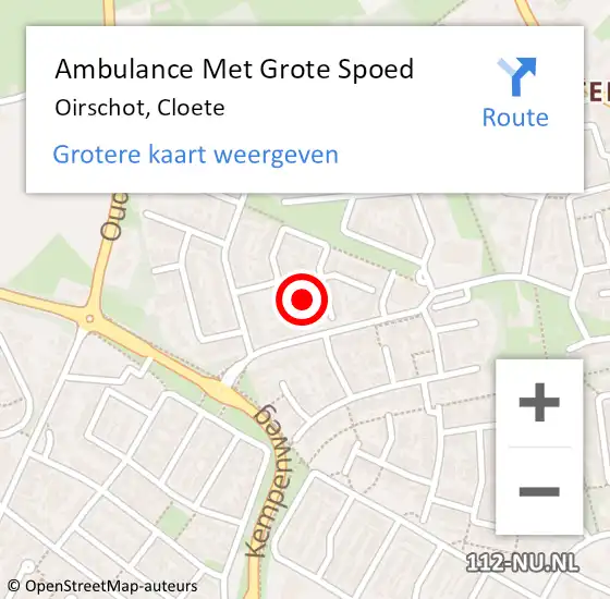 Locatie op kaart van de 112 melding: Ambulance Met Grote Spoed Naar Oirschot, Cloete op 21 februari 2018 12:39