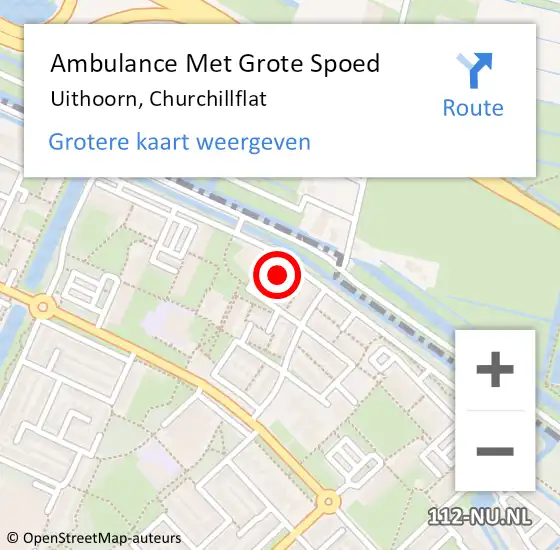 Locatie op kaart van de 112 melding: Ambulance Met Grote Spoed Naar Uithoorn, Churchillflat op 21 februari 2018 13:33