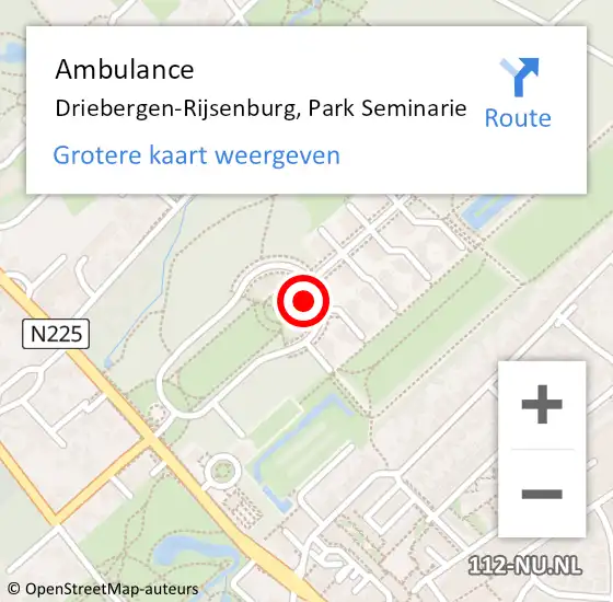Locatie op kaart van de 112 melding: Ambulance Driebergen-Rijsenburg, Park Seminarie op 21 februari 2018 13:53