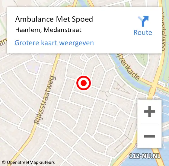 Locatie op kaart van de 112 melding: Ambulance Met Spoed Naar Haarlem, Medanstraat op 21 februari 2018 14:57