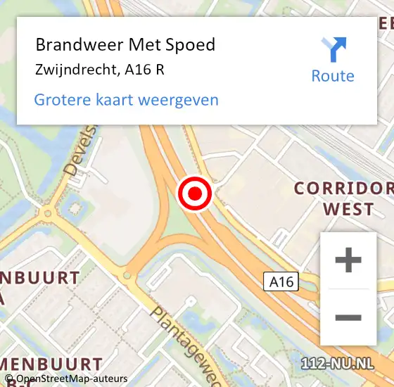 Locatie op kaart van de 112 melding: Brandweer Met Spoed Naar Zwijndrecht, A16 L hectometerpaal: 34,0 op 21 februari 2018 15:14