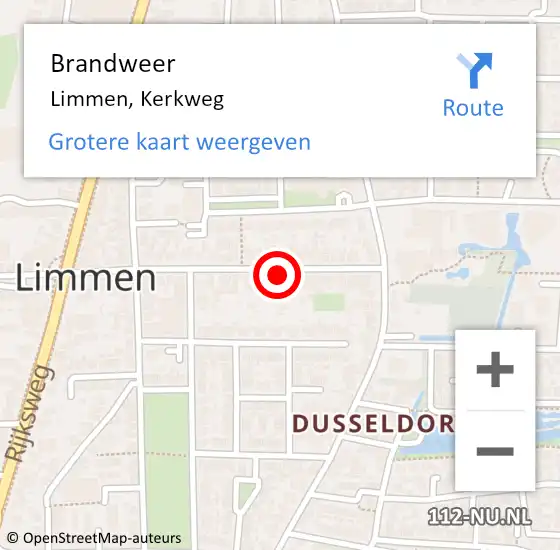 Locatie op kaart van de 112 melding: Brandweer Limmen, Kerkweg op 22 september 2013 18:29