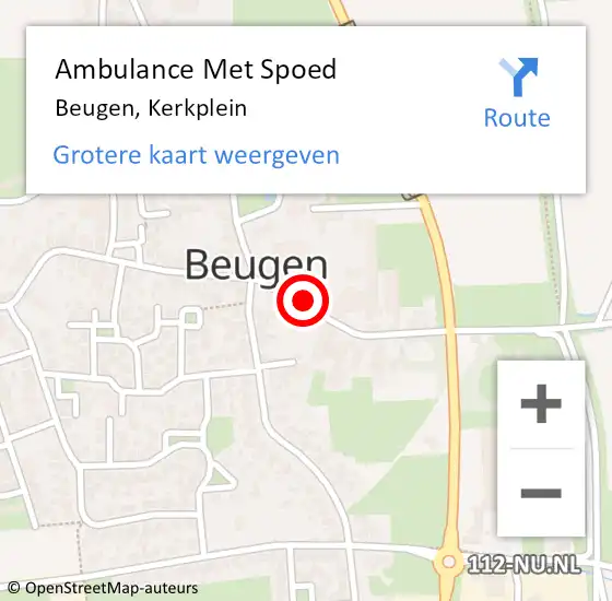 Locatie op kaart van de 112 melding: Ambulance Met Spoed Naar Beugen, Kerkplein op 21 februari 2018 15:36