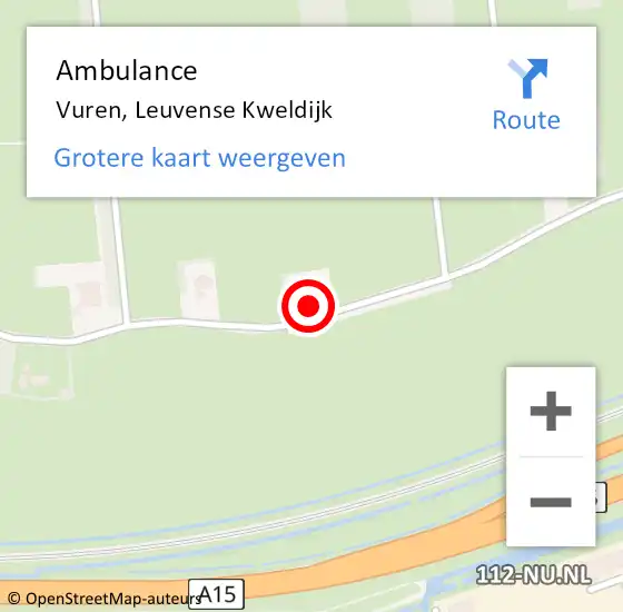 Locatie op kaart van de 112 melding: Ambulance Vuren, Leuvense Kweldijk op 21 februari 2018 15:39