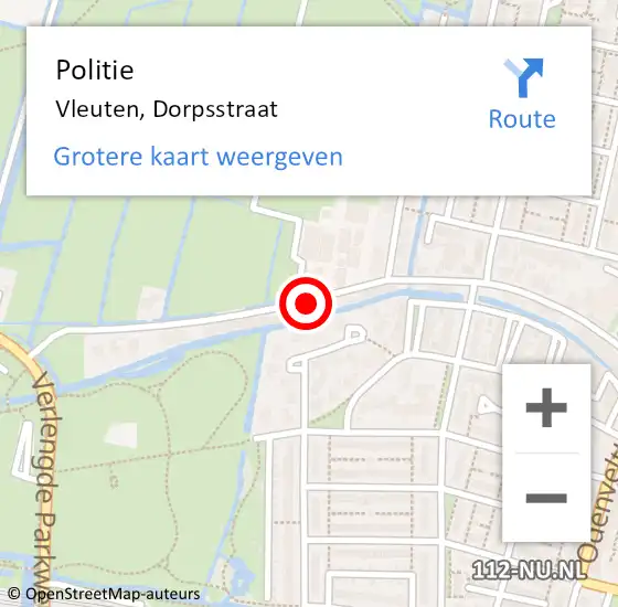 Locatie op kaart van de 112 melding: Politie Vleuten, Dorpsstraat op 21 februari 2018 16:39