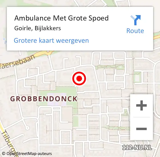 Locatie op kaart van de 112 melding: Ambulance Met Grote Spoed Naar Goirle, Bijlakkers op 17 februari 2014 02:57