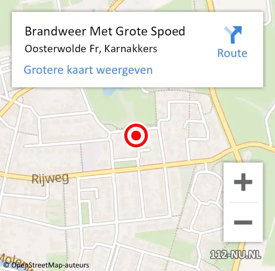 Locatie op kaart van de 112 melding: Brandweer Met Grote Spoed Naar Oosterwolde Fr, Karnakkers op 21 februari 2018 16:50