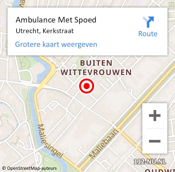 Locatie op kaart van de 112 melding: Ambulance Met Spoed Naar Utrecht, Kerkstraat op 21 februari 2018 16:52