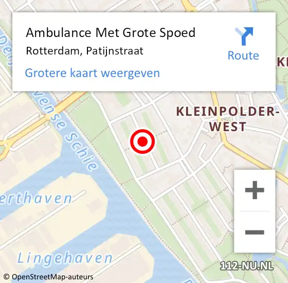 Locatie op kaart van de 112 melding: Ambulance Met Grote Spoed Naar Rotterdam, Patijnstraat op 21 februari 2018 17:11