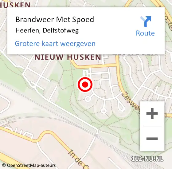 Locatie op kaart van de 112 melding: Brandweer Met Spoed Naar Heerlen, Delfstofweg op 21 februari 2018 19:23