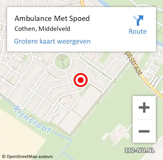 Locatie op kaart van de 112 melding: Ambulance Met Spoed Naar Cothen, Middelveld op 21 februari 2018 19:39