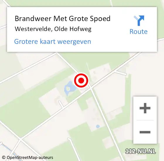 Locatie op kaart van de 112 melding: Brandweer Met Grote Spoed Naar Westervelde, Olde Hofweg op 21 februari 2018 19:40