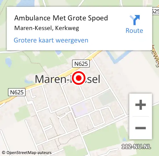 Locatie op kaart van de 112 melding: Ambulance Met Grote Spoed Naar Maren-Kessel, Kerkweg op 21 februari 2018 20:02