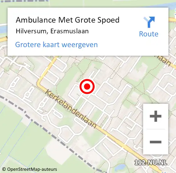 Locatie op kaart van de 112 melding: Ambulance Met Grote Spoed Naar Hilversum, Erasmuslaan op 17 februari 2014 03:49