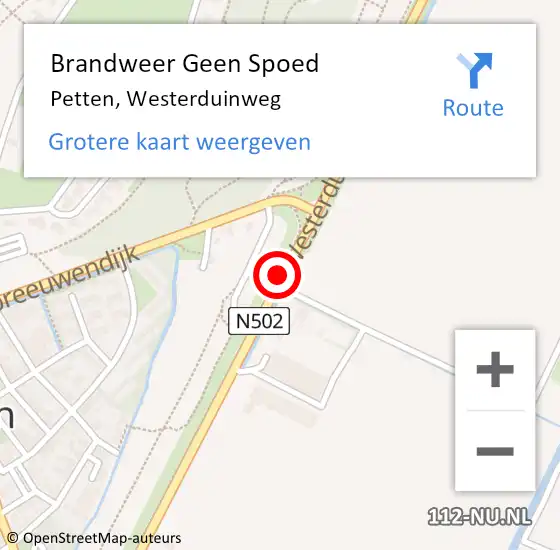 Locatie op kaart van de 112 melding: Brandweer Geen Spoed Naar Petten, Westerduinweg op 21 februari 2018 20:30