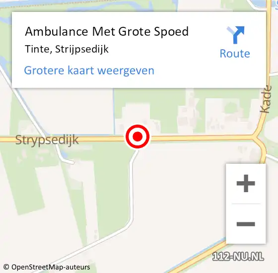 Locatie op kaart van de 112 melding: Ambulance Met Grote Spoed Naar Tinte, Strijpsedijk op 21 februari 2018 21:12