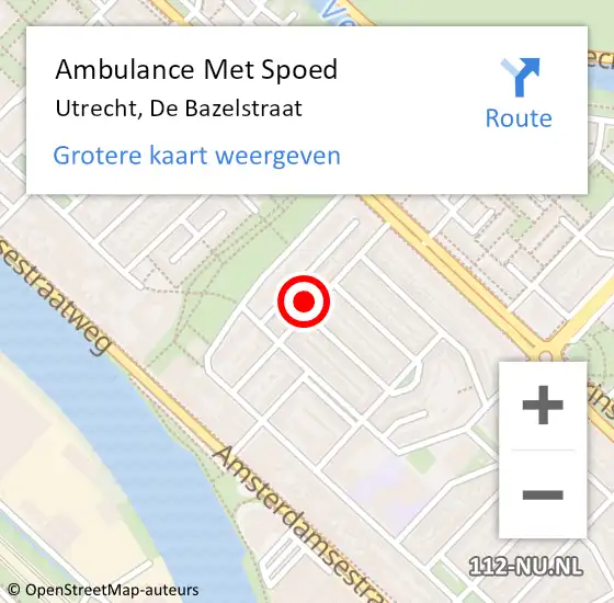Locatie op kaart van de 112 melding: Ambulance Met Spoed Naar Utrecht, De Bazelstraat op 21 februari 2018 21:32