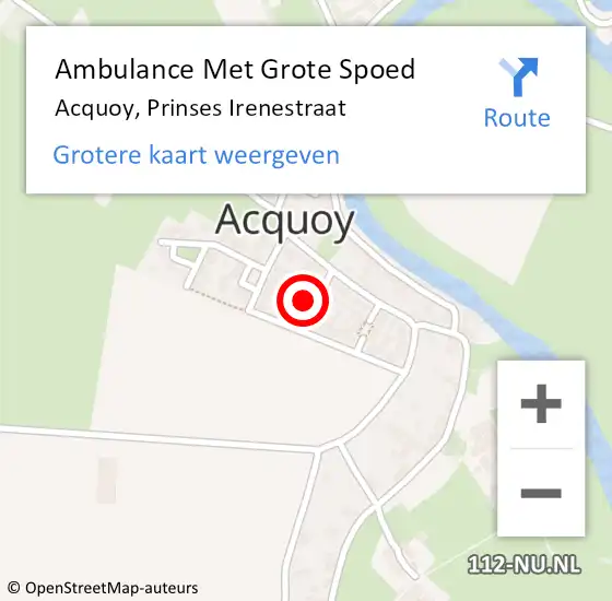 Locatie op kaart van de 112 melding: Ambulance Met Grote Spoed Naar Acquoy, Prinses Irenestraat op 21 februari 2018 21:56