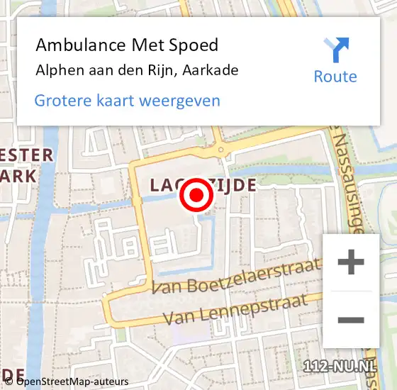 Locatie op kaart van de 112 melding: Ambulance Met Spoed Naar Alphen aan den Rijn, Aarkade op 21 februari 2018 23:02