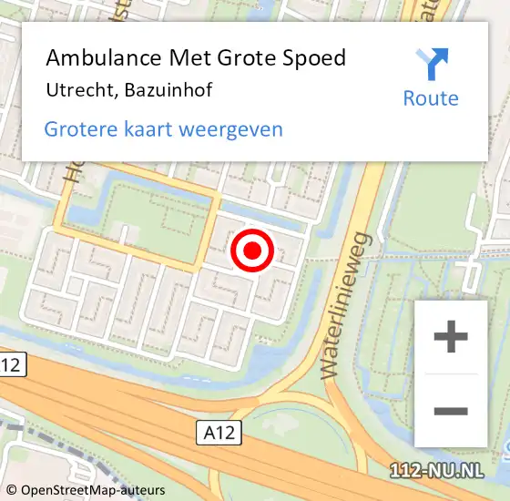 Locatie op kaart van de 112 melding: Ambulance Met Grote Spoed Naar Utrecht, Bazuinhof op 22 februari 2018 00:07