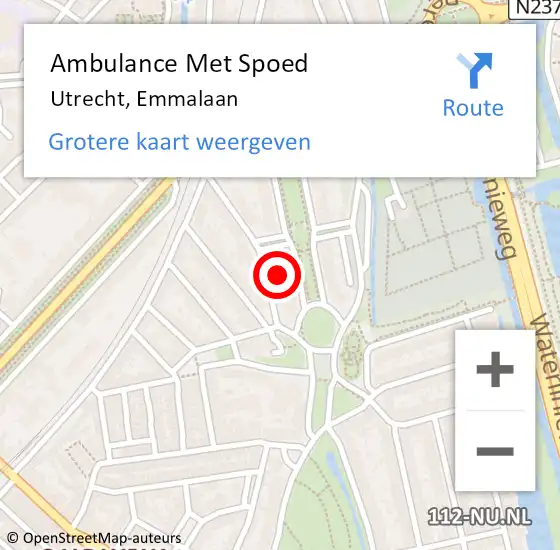 Locatie op kaart van de 112 melding: Ambulance Met Spoed Naar Utrecht, Emmalaan op 22 februari 2018 00:13