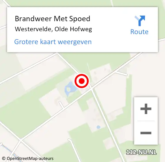 Locatie op kaart van de 112 melding: Brandweer Met Spoed Naar Westervelde, Olde Hofweg op 22 februari 2018 00:43
