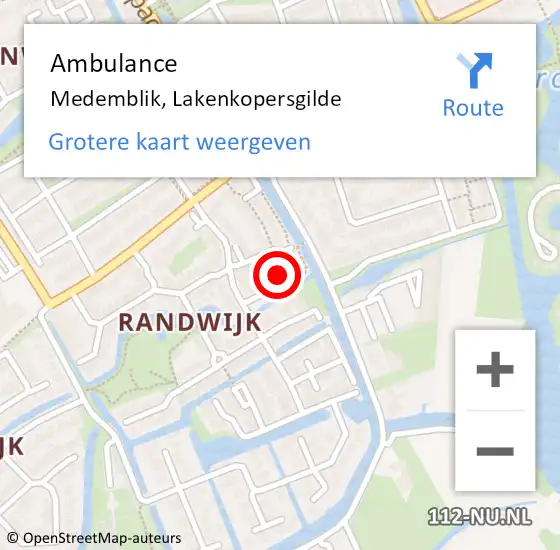 Locatie op kaart van de 112 melding: Ambulance Medemblik, Lakenkopersgilde op 22 februari 2018 01:19