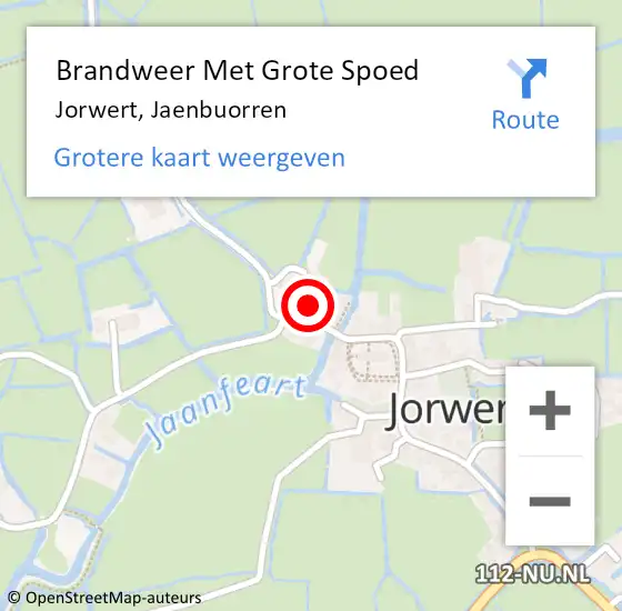 Locatie op kaart van de 112 melding: Brandweer Met Grote Spoed Naar Jorwert, Jaenbuorren op 22 februari 2018 03:39