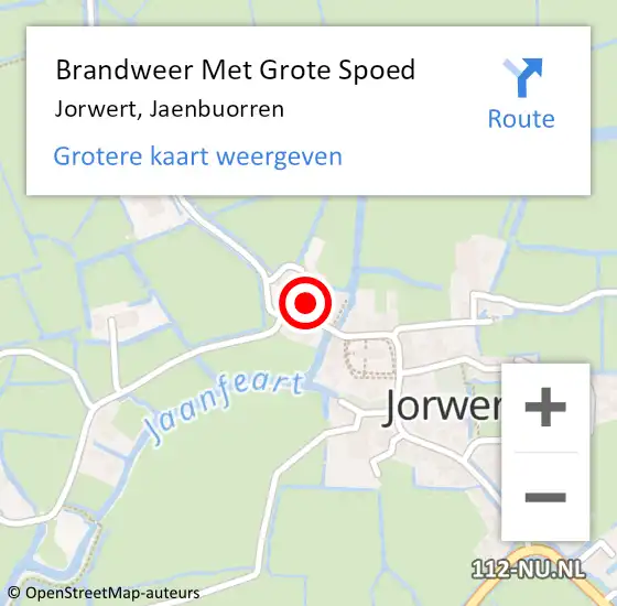 Locatie op kaart van de 112 melding: Brandweer Met Grote Spoed Naar Jorwert, Jaenbuorren op 22 februari 2018 03:47