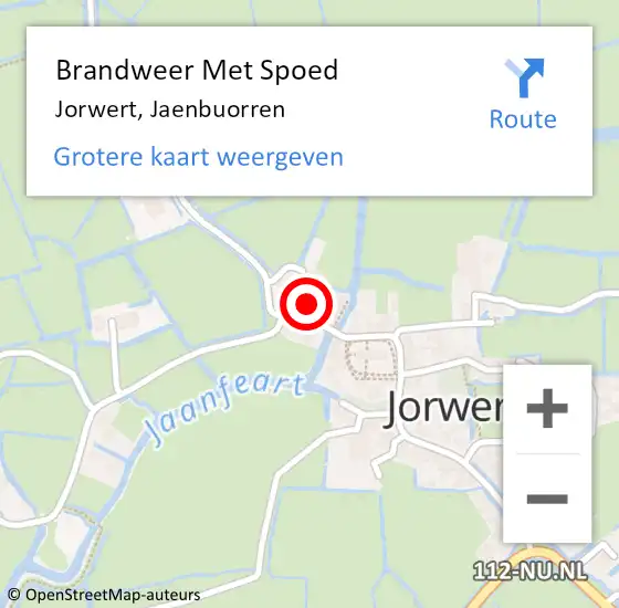 Locatie op kaart van de 112 melding: Brandweer Met Spoed Naar Jorwert, Jaenbuorren op 22 februari 2018 04:20