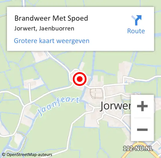 Locatie op kaart van de 112 melding: Brandweer Met Spoed Naar Jorwert, Jaenbuorren op 22 februari 2018 04:21