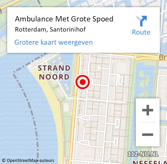 Locatie op kaart van de 112 melding: Ambulance Met Grote Spoed Naar Rotterdam, Santorinihof op 22 februari 2018 04:39