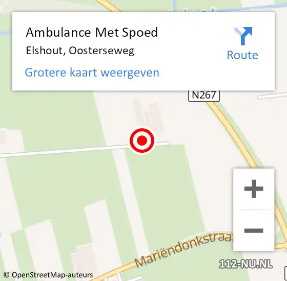 Locatie op kaart van de 112 melding: Ambulance Met Spoed Naar Elshout, Oosterseweg op 22 februari 2018 07:09