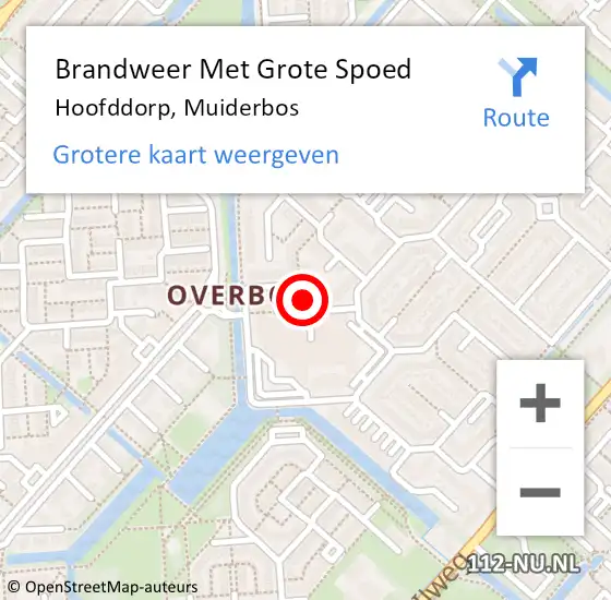 Locatie op kaart van de 112 melding: Brandweer Met Grote Spoed Naar Hoofddorp, Muiderbos op 22 februari 2018 07:20