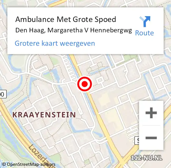 Locatie op kaart van de 112 melding: Ambulance Met Grote Spoed Naar Den Haag, Margaretha V Hennebergwg op 22 februari 2018 08:09