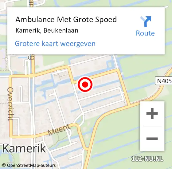 Locatie op kaart van de 112 melding: Ambulance Met Grote Spoed Naar Kamerik, Beukenlaan op 22 februari 2018 08:29