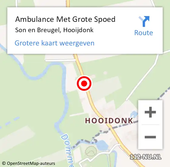 Locatie op kaart van de 112 melding: Ambulance Met Grote Spoed Naar Son en Breugel, Hooijdonk op 22 februari 2018 09:11