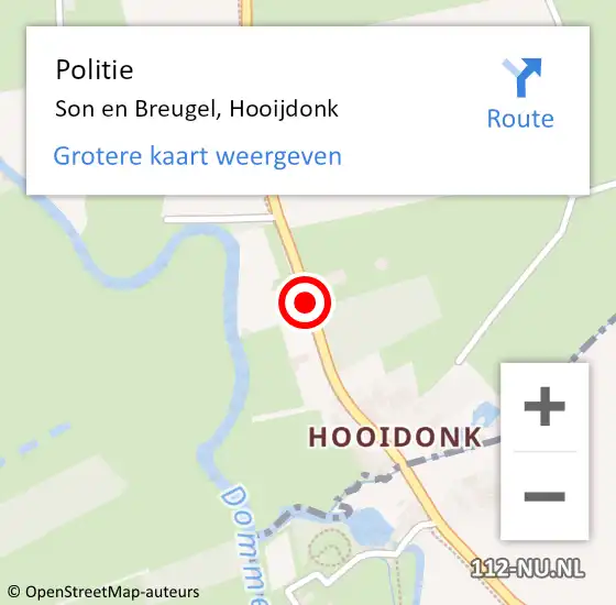 Locatie op kaart van de 112 melding: Politie Son en Breugel, Hooijdonk op 22 februari 2018 09:13