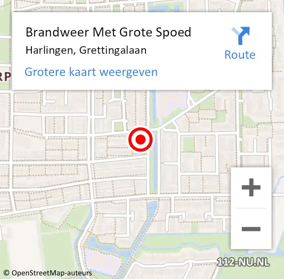 Locatie op kaart van de 112 melding: Brandweer Met Grote Spoed Naar Harlingen, Grettingalaan op 22 februari 2018 09:19