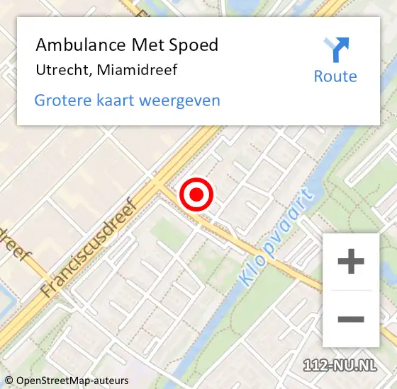 Locatie op kaart van de 112 melding: Ambulance Met Spoed Naar Utrecht, Miamidreef op 22 februari 2018 09:20