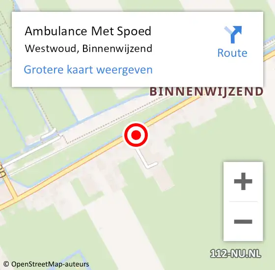 Locatie op kaart van de 112 melding: Ambulance Met Spoed Naar Westwoud, Binnenwijzend op 22 februari 2018 09:39