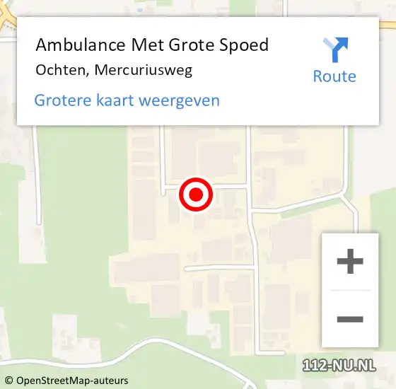 Locatie op kaart van de 112 melding: Ambulance Met Grote Spoed Naar Ochten, Mercuriusweg op 22 februari 2018 09:55